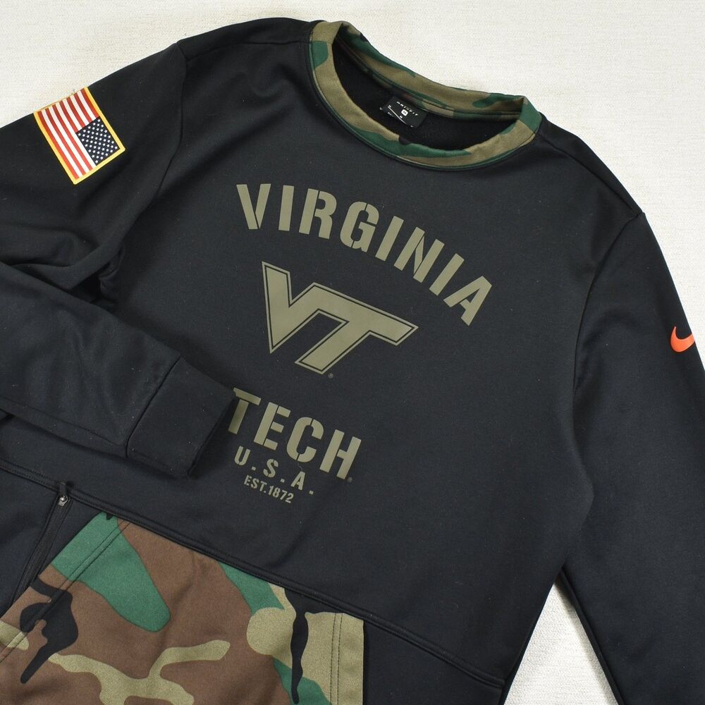 Nike Virginia Tech Men’s USA On-Field Military Appreciation Sweatshirt Black M